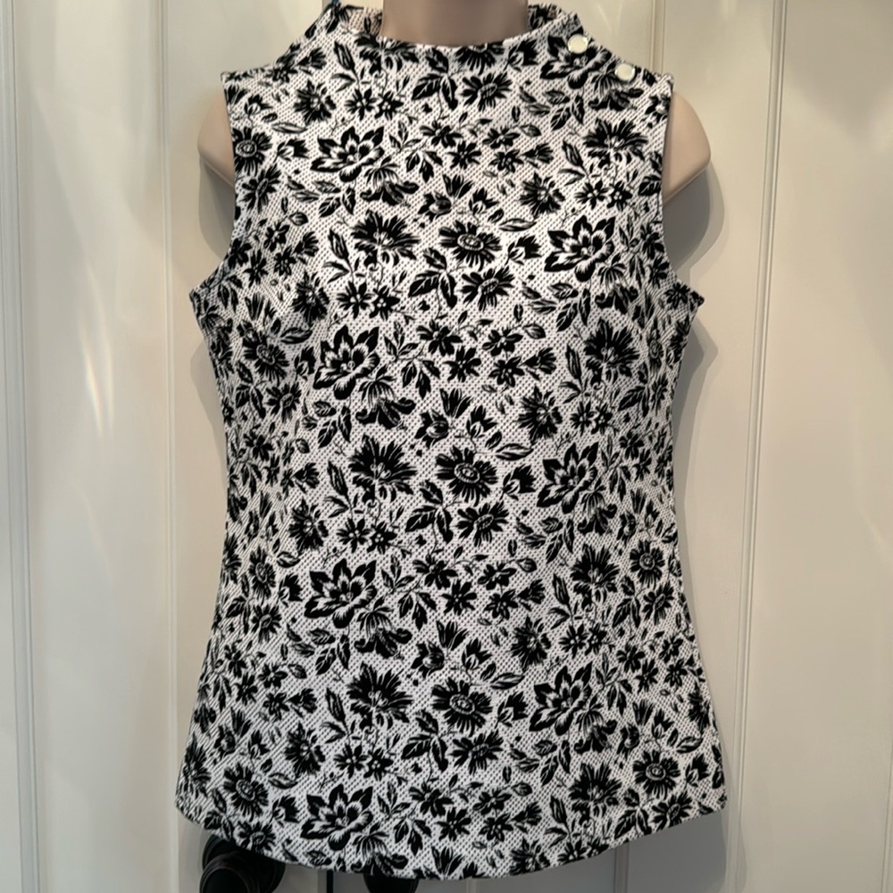 Talbots, black/white sleeveless top